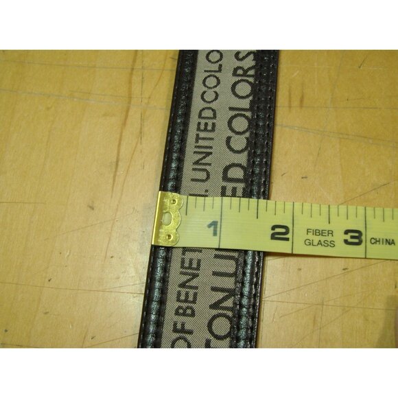 United Colors of Benetton Belt Brown Leather Trim Size M Silver Buckle NWOT Vtg main image 8